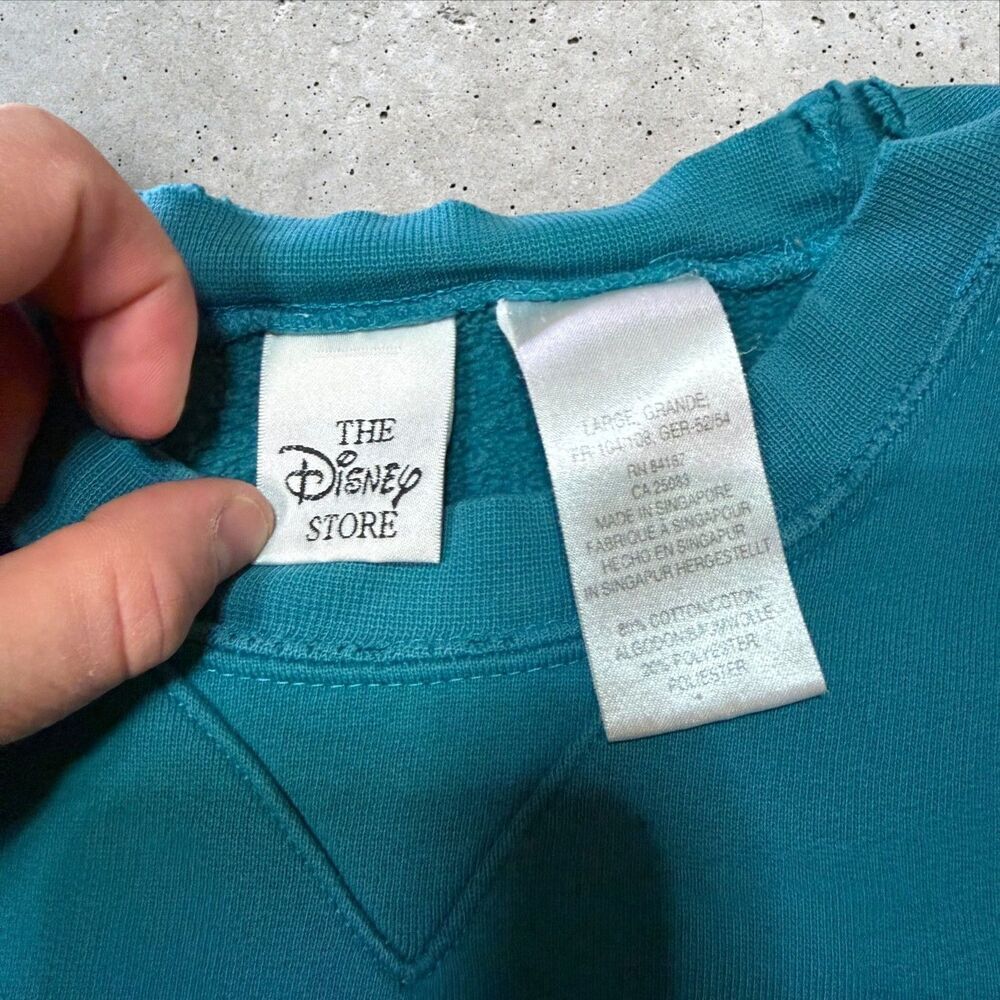 Vintage Disney Store Mickey Amis Sweatshirt Size Large Turquoise France - Picture 8 of 12